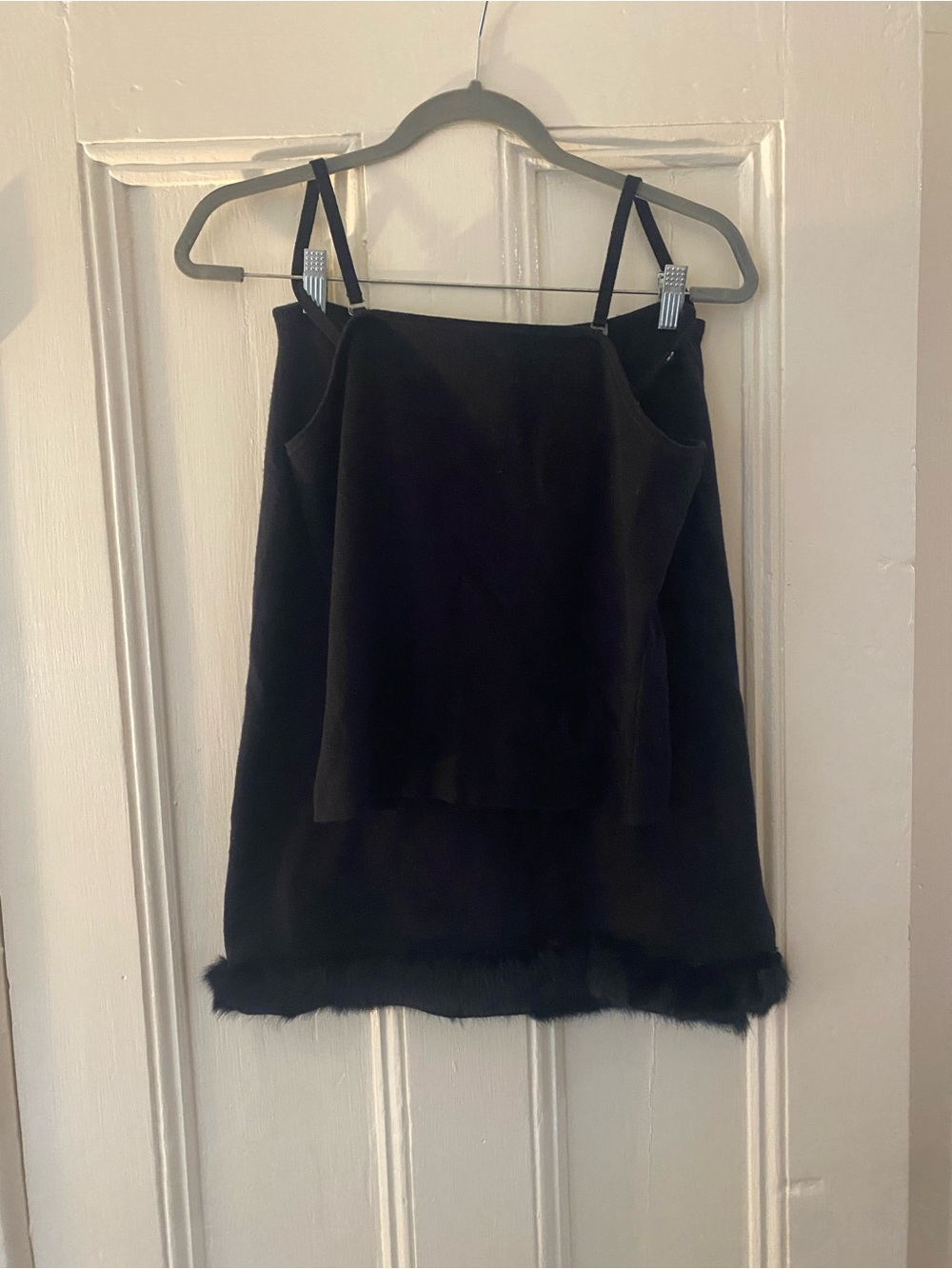 Black Faux Fur Trim Skirt and Tank Top